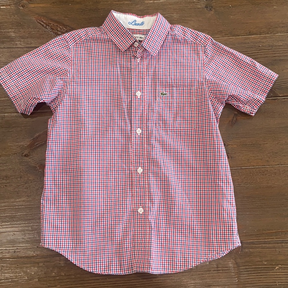 Lacoste short sleeve boys button down shirt